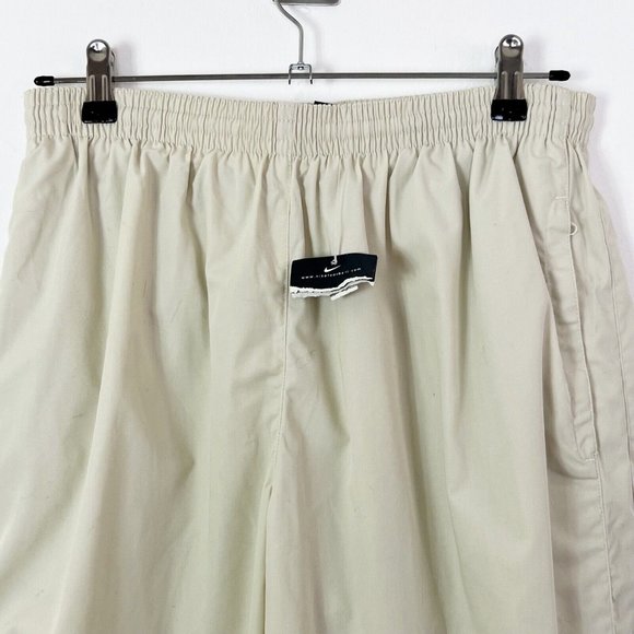 Y2K Vintage Nike Men's Beige Cream Cropped Trousers Long Shorts Size L New - Picture 2 of 10